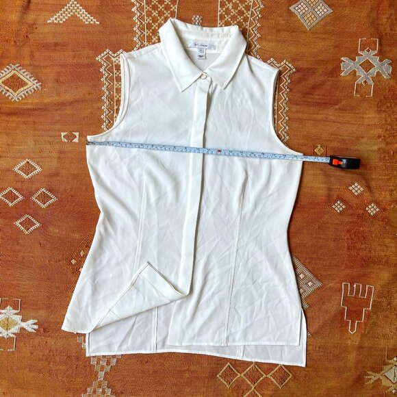 Women's St. John Sleeveless Blouse – Soft White/Ivory – Silk Tunic – Medium - Picture 2 of 4
